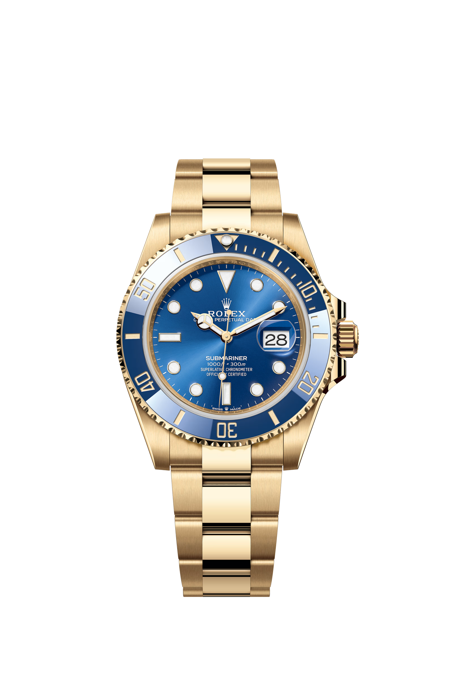 Rolex, Submariner, yellow gold, blue dial